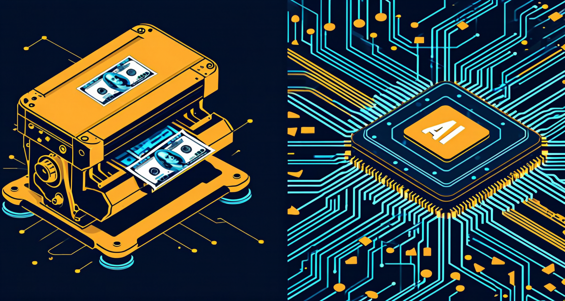 Illustration contrasting AI hype and infrastructure compounding